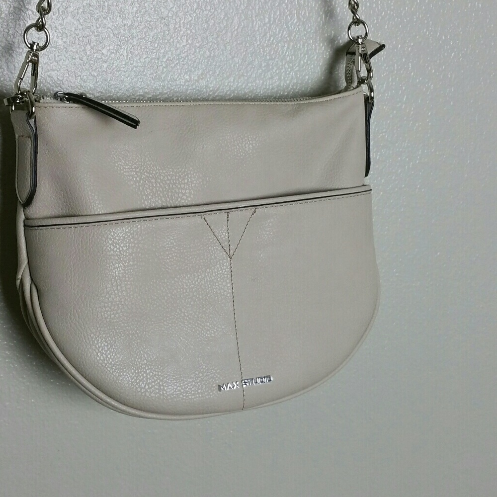 Max Studio Cream Two Strap Purse w/Silver Handware